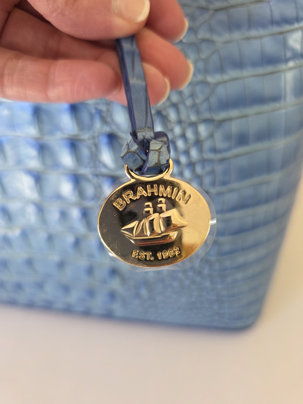 Brahmin Duxbury Electric Blue Ombre Melbourne Satchel Crossbody + Wallet - Picture 5 of 15